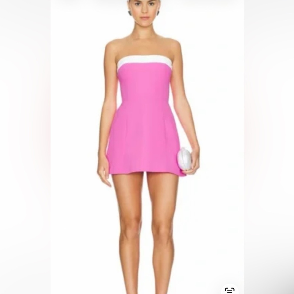 Amanda Uprichard Pink and White Strapless Dress